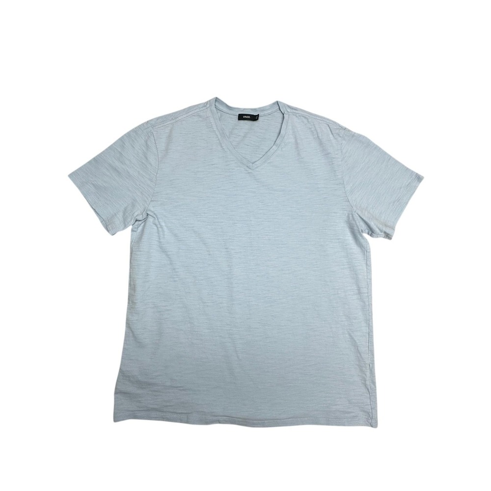 Vince Shirt Mens Large Blue V Neck 100% Cotton Slub Tee Lightweight Peru